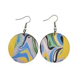 BO Rondes 4cm - Jaune, bleu, vert, gris, noir et blanc