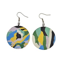 BO Rondes 4cm - Jaune, bleu, vert, gris, noir et blanc