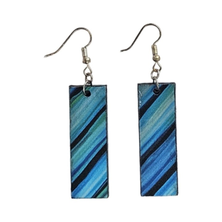 BO Rect. 4,5x1,9cm - Bleu, vert, noir et argenté