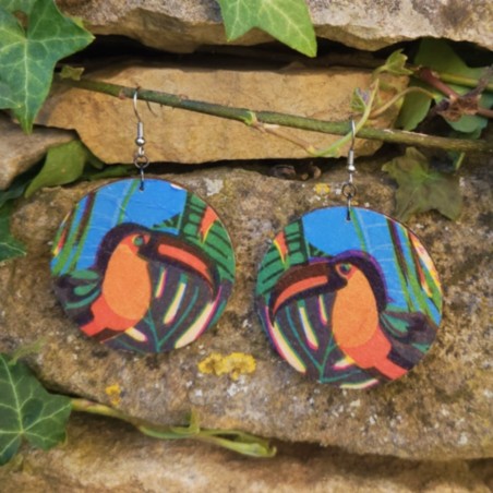 BO Rondes 5cm - Toucans, de feuilles et de fleurs