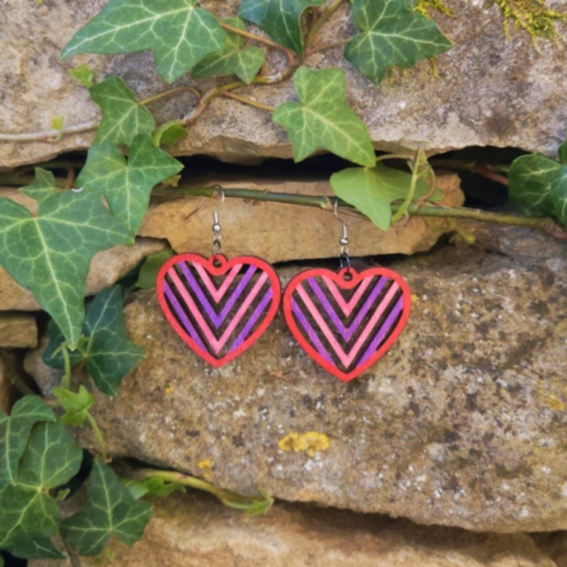 BO Rect. 4x3,7cm - Rose, violet et rouge