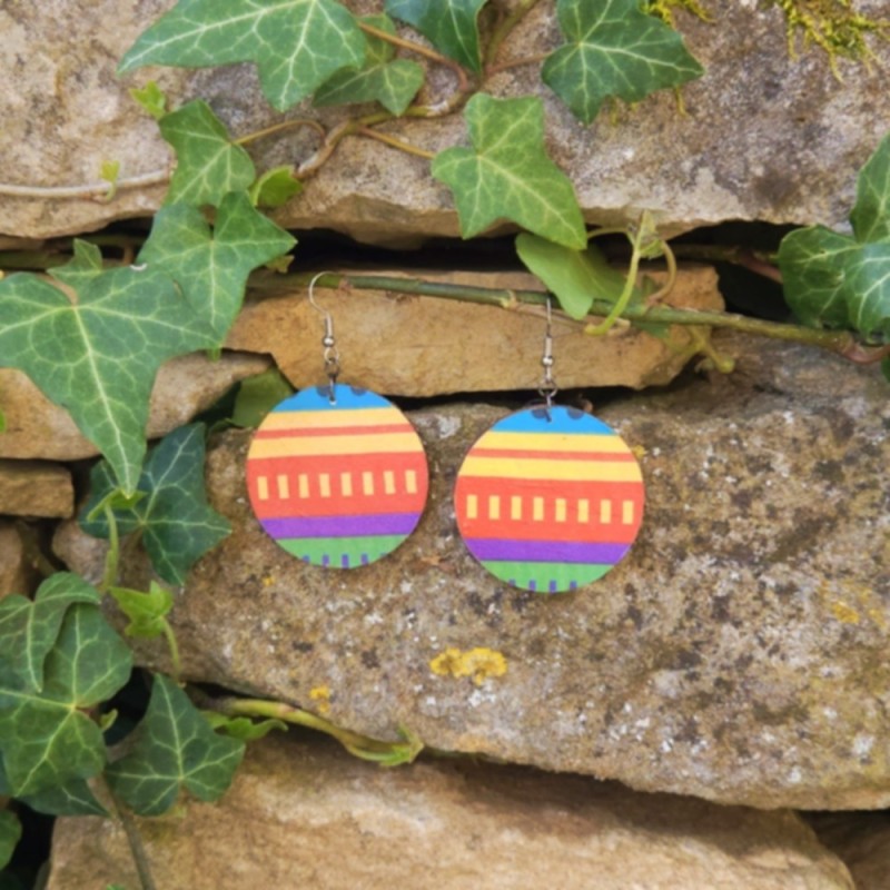 BO Rondes 4cm - Violet, rose, orange et jaune (var. 1)