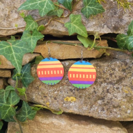 BO Rondes 4cm - Violet, rose, orange et jaune (var. 1)