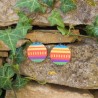 BO Rondes 4cm - Violet, rose, orange et jaune (var. 1)