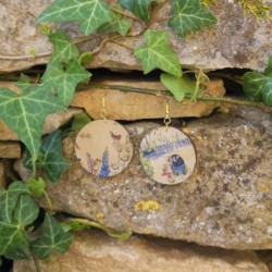 BO Rondes 4cm - Dessins de nature (animaux et fleurs en campagne)