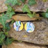 BO Rondes 4cm - Jaune, bleu, vert, gris, noir et blanc