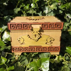 Coffret lions _ doré, bronze et bois