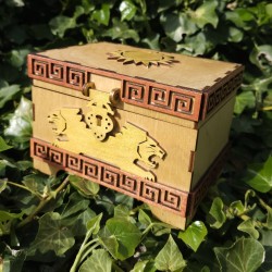 Coffret lions _ doré, bronze et bois