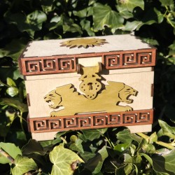 Coffret lions _ doré, bronze et bois