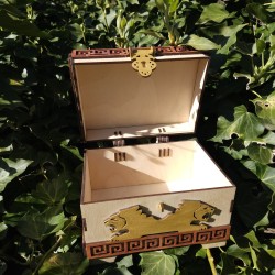 Coffret lions _ doré, bronze et bois