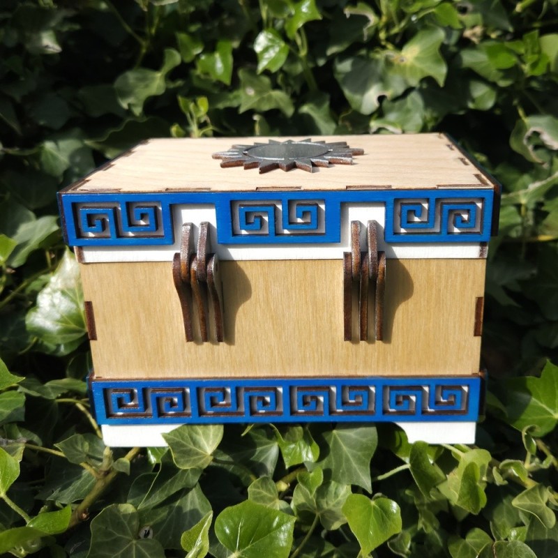 Coffret lions _ blanc, bleu et bois