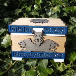 Coffret lions _ blanc, bleu et bois