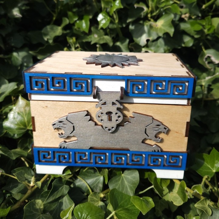Coffret lions _ blanc, bleu et bois