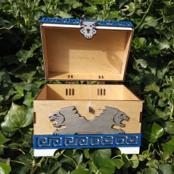 Coffret lions _ blanc, bleu et bois