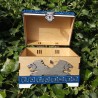 Coffret lions _ blanc, bleu et bois