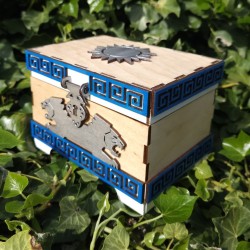 Coffret lions _ blanc, bleu et bois
