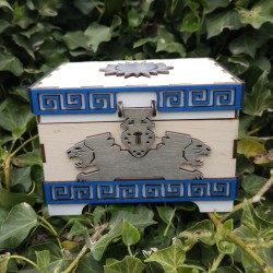 Coffret lions _ blanc, bleu et bois