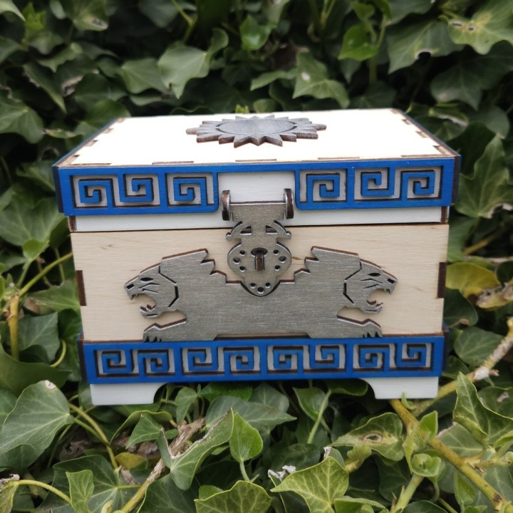 Coffret lions _ blanc, bleu et bois