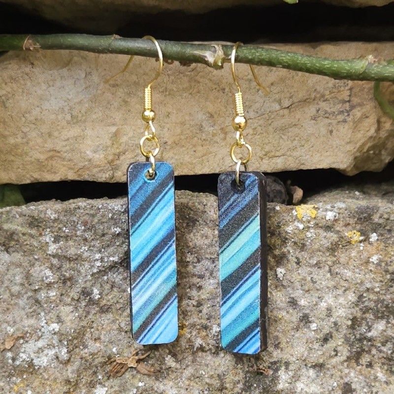 BO Rect. 3,5x0,9cm - Bleu, vert et noir