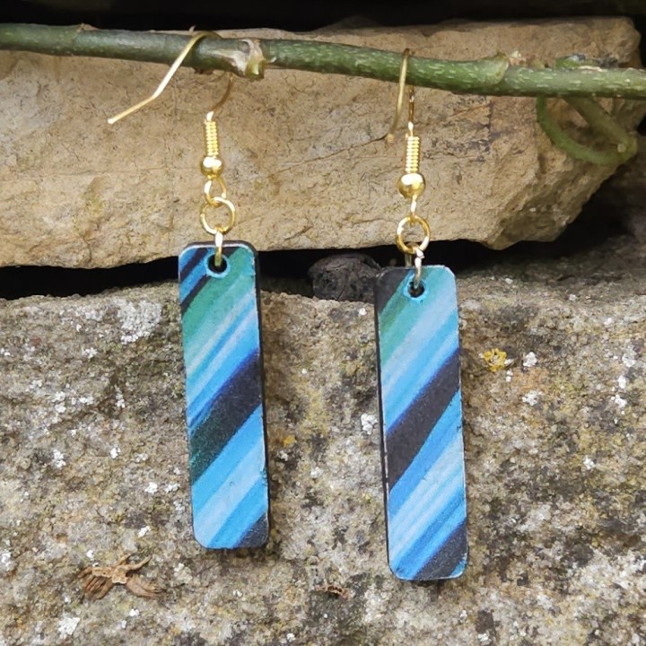 BO Rect. 3,5x0,9cm - Bleu, vert et noir