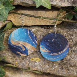 BO Rondes 5cm - Bleus et ocre