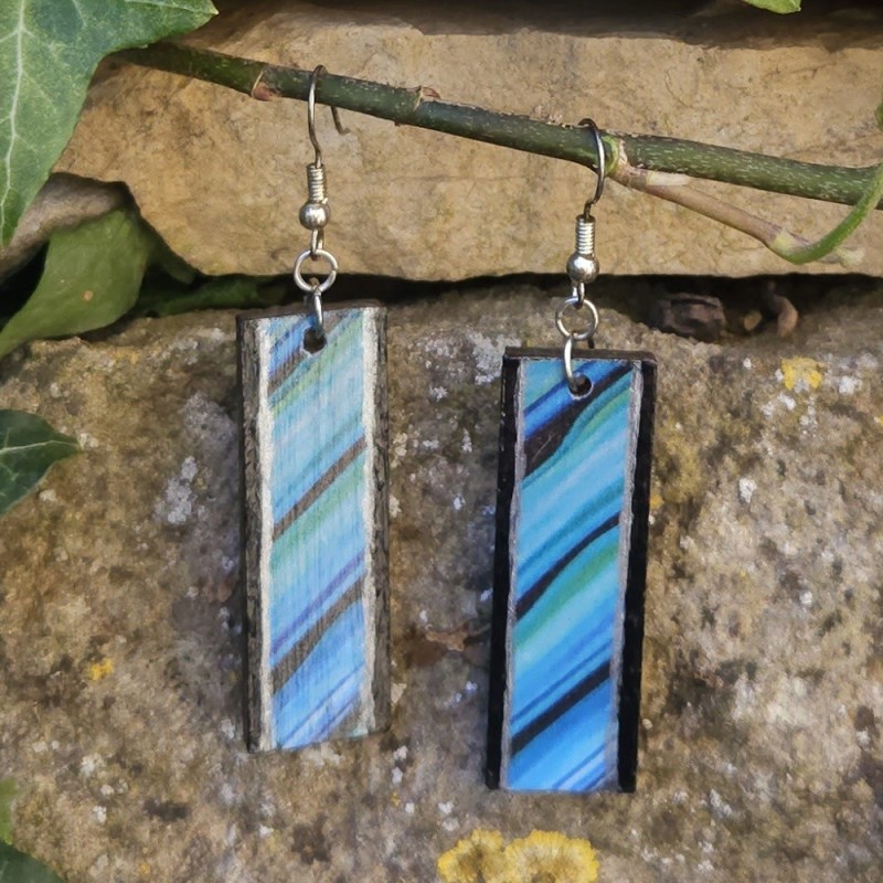 BO Rect. 4,5x1,9cm - Bleu, vert, noir et argenté