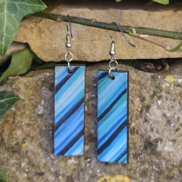 BO Rect. 4,5x1,9cm - Bleu, vert, noir et argenté