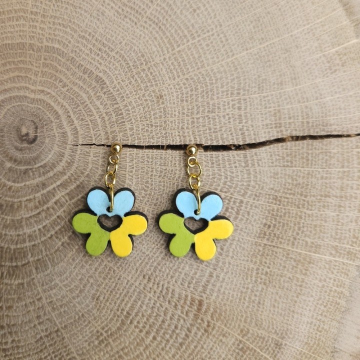 BO trèfles coeurs _ bleu, vert et jaune