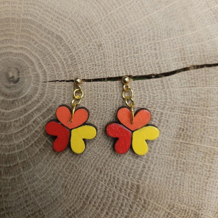 BO trèfles coeurs _ rouge, orange et jaune