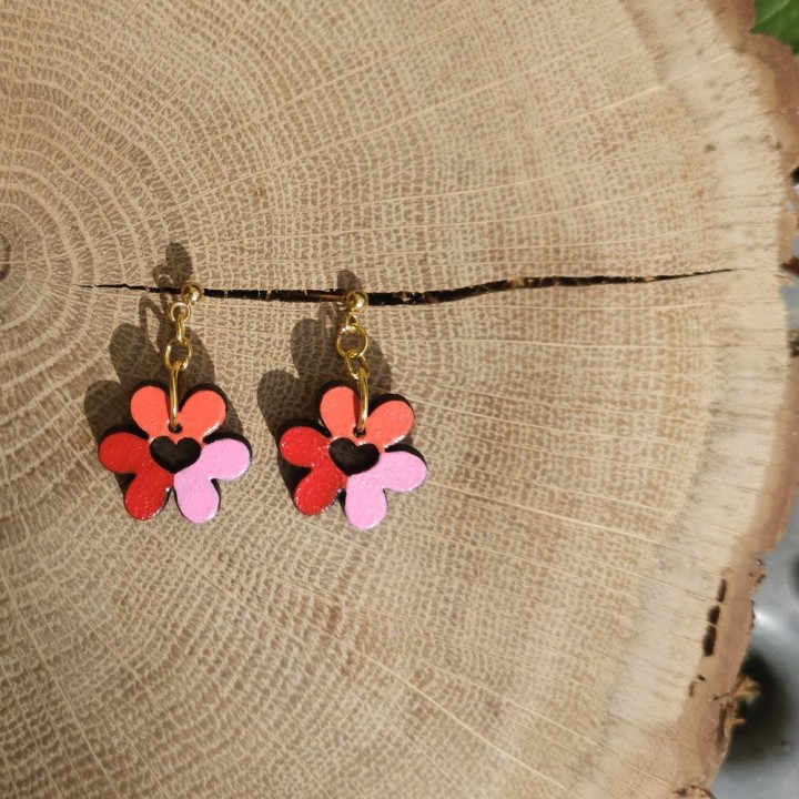 BO trèfles coeurs _ orange, rouge et rose