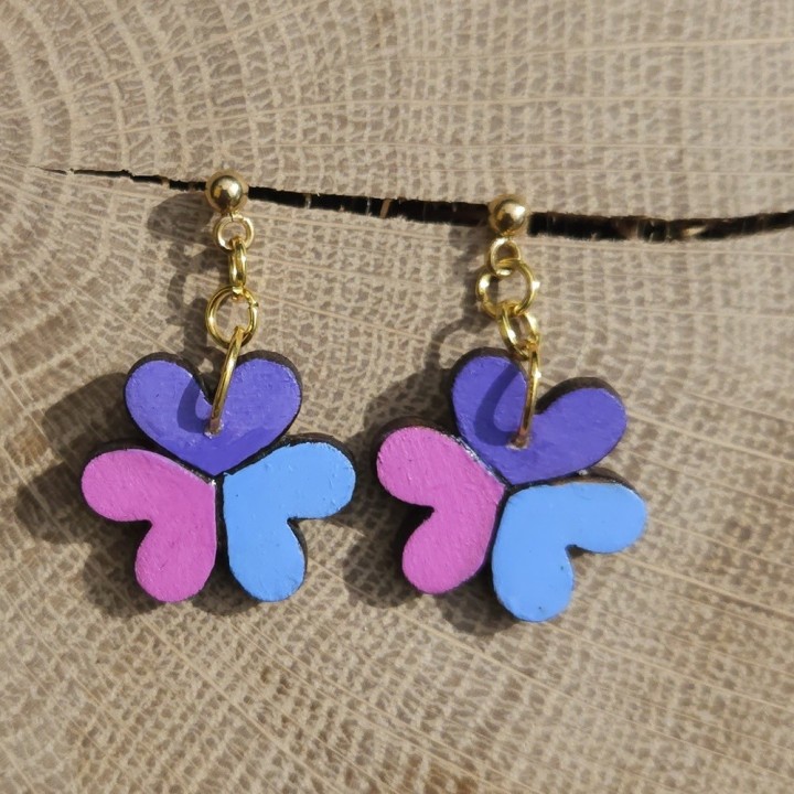 BO trèfles coeurs _ violet, mauve et rose