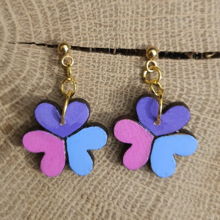 BO trèfles coeurs _ violet, mauve et rose