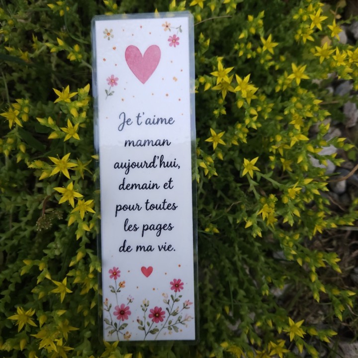 Marque-page maman _ « Je t'aime maman aujourd'hui, demain et pour toutes les pages de ma vie »