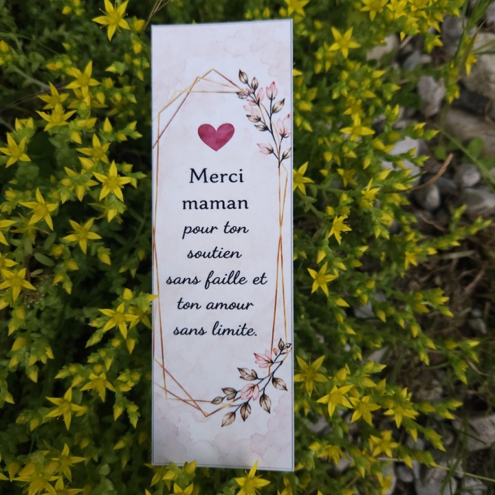 Marque-page maman _ « Merci maman pour ton soutien sans faille et ton amour sans limite »
