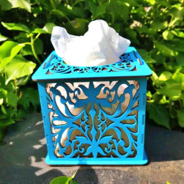 Boîte à mouchoirs ajourée _ turquoise