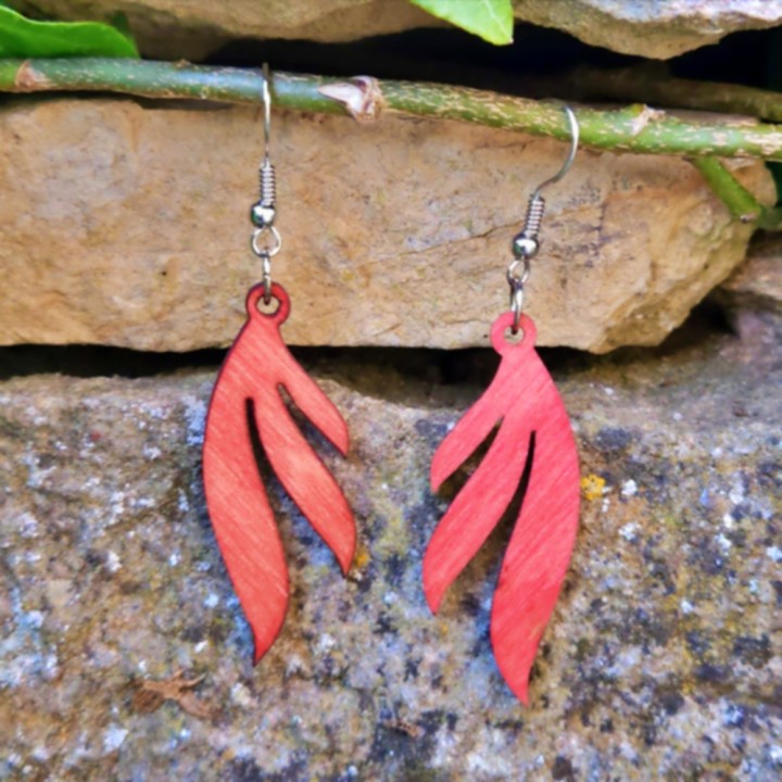 BO rouges feuilles flammèches 4cm