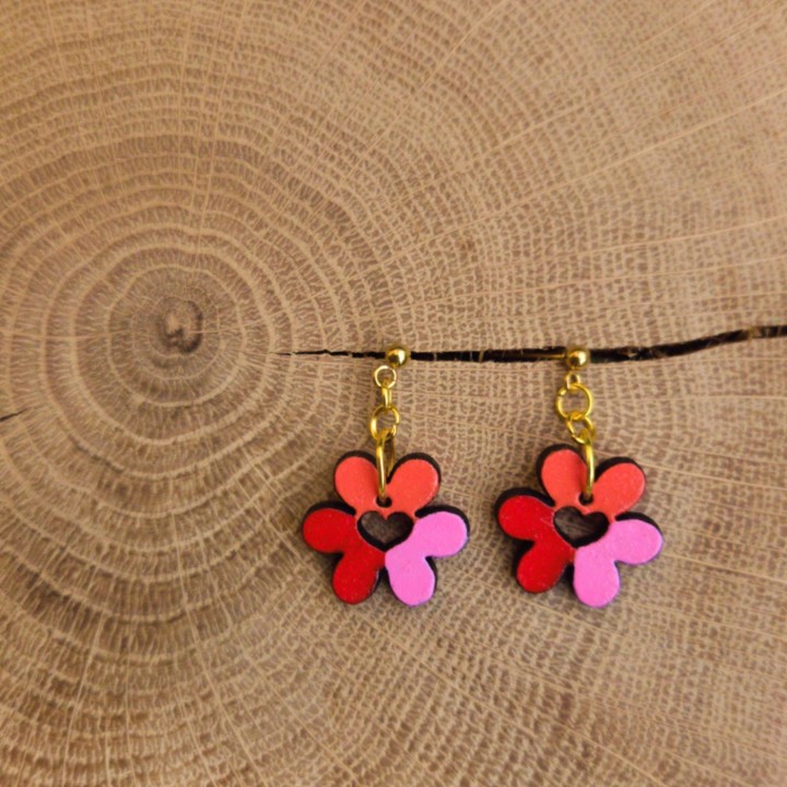 BO trèfles coeurs _ orange, rouge et rose