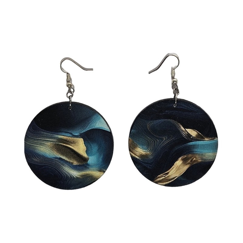 BO Rondes 5cm - Bleus et ocre