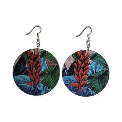 BO Rondes 5cm - Fleurs tropicales (alpinia, vanille) et de feuilles