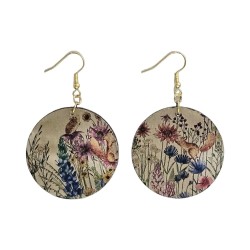 BO Rondes 4cm - Dessins de nature (animaux et fleurs en campagne)