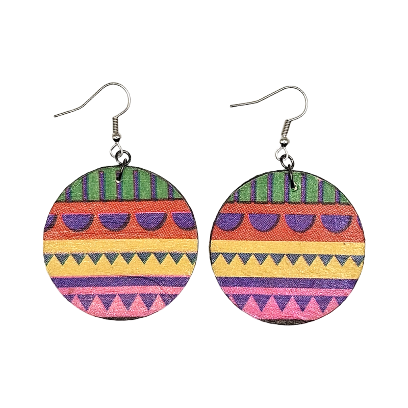 BO Rondes 4cm - Violet, rose, orange et jaune (var. 2)