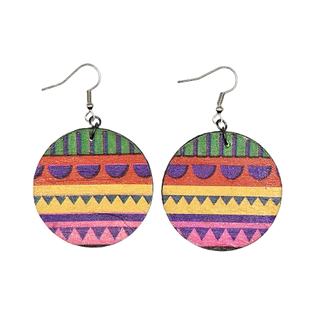 BO Rondes 4cm - Violet, rose, orange et jaune (var. 2)