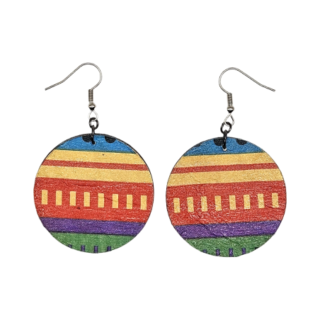 BO Rondes 4cm - Violet, rose, orange et jaune (var. 1)