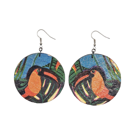 BO Rondes 5cm - Toucans, de feuilles et de fleurs