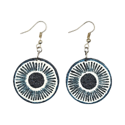 BO Rondes 3,2cm - "soleil bleu" avec une face peinte