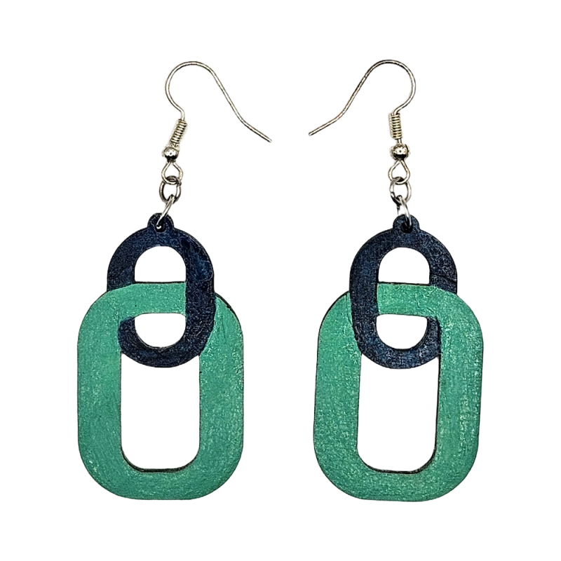 BO Fantaisie 4,4cm - Vert et bleu foncé