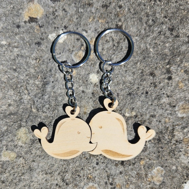 Porte-clés baleines amoureuses