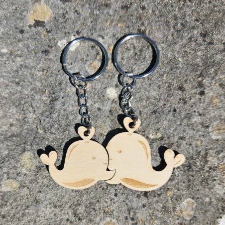 Porte-clés baleines amoureuses