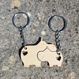 Porte-clés hippopotames amoureux