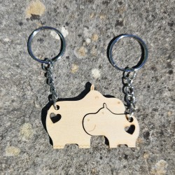 Porte-clés hippopotames amoureux